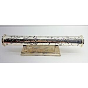 Vintage Silver Wedding Certificate Holder w/ Stand & Box Cupid Hearts 9"